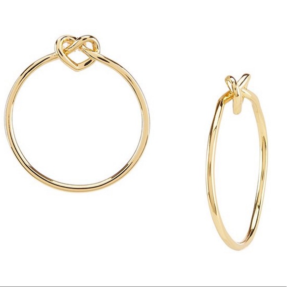 ❤️ Kate Spade Love Me Knot 14k Gold Plate Heart Hoop Earrings - NWT - Picture 10 of 13